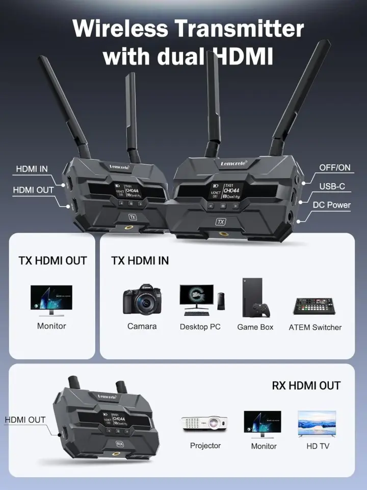 LEMORELE R200 Wireless HDMI Kablosuz Görüntü Aktarım Cihazı